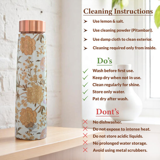 Gold Print Copper Water Bottle, 27oz/800 ML