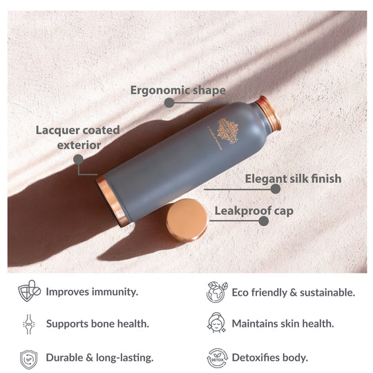 Pure Copper Water Bottle with Soft Silk  Finish Color
 30oz/900 ML