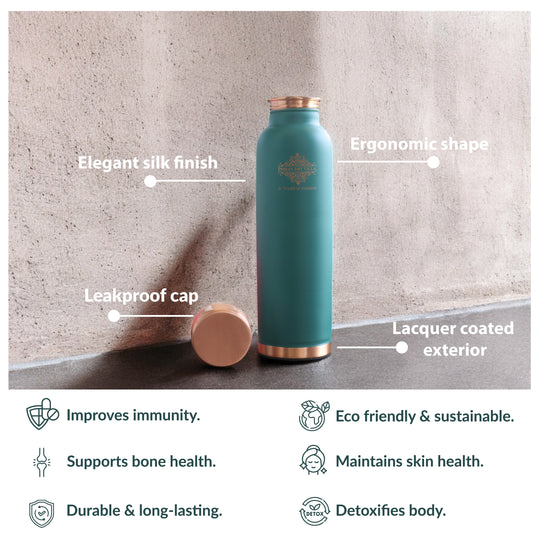 Pure Copper Water Bottle with Soft Silk  Finish Color
 30oz/900 ML