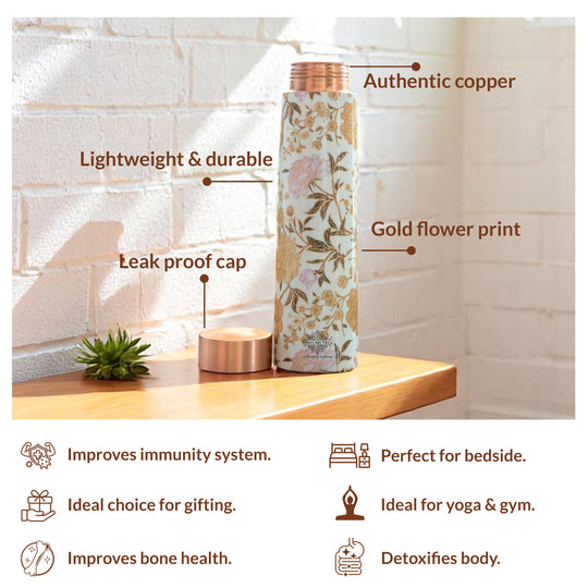 Gold Print Copper Water Bottle, 27oz/800 ML
