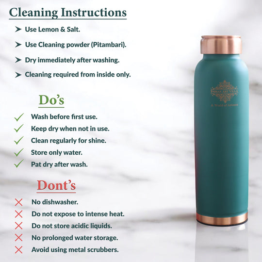 Pure Copper Water Bottle with Soft Silk  Finish Color
 30oz/900 ML