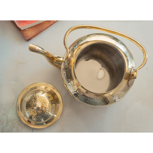 Brass Hammered Tea Pot Kettle – 3.4 Inch Traditional Brass Teapot