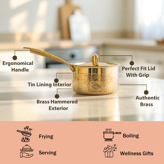 Brass Sauce Pan with Tin Lining & Lid – Indian Art Villa