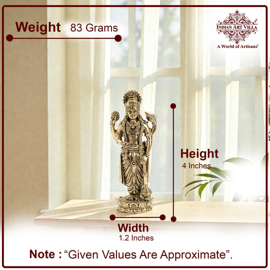 Pure Brass Lord Vishnu JI Idol – Four Armed Standing Statue on Lotus