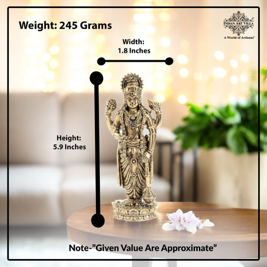 Pure Brass Lord Vishnu JI Idol – Four Armed Standing Statue on Lotus