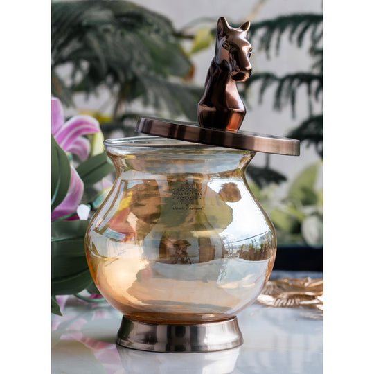 Indian Art Villa Horse Head Decorative Jar – 68 OZ, Handcrafted Luxury Home Décor, Multipurpose Storage