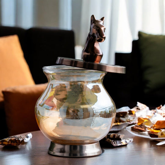 Indian Art Villa Horse Head Decorative Jar – 68 OZ, Handcrafted Luxury Home Décor, Multipurpose Storage