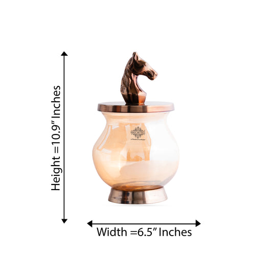Indian Art Villa Horse Head Decorative Jar – 68 OZ, Handcrafted Luxury Home Décor, Multipurpose Storage