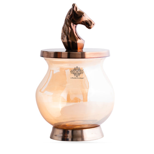 Indian Art Villa Horse Head Decorative Jar – 68 OZ, Handcrafted Luxury Home Décor, Multipurpose Storage
