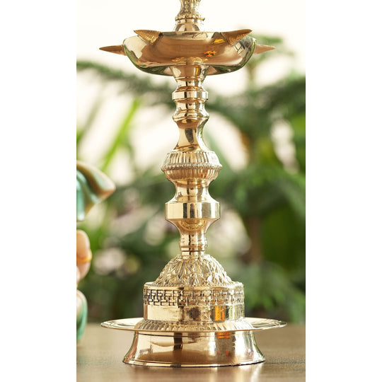 Brass Standing Pillar Diya Maharaja Murga Design