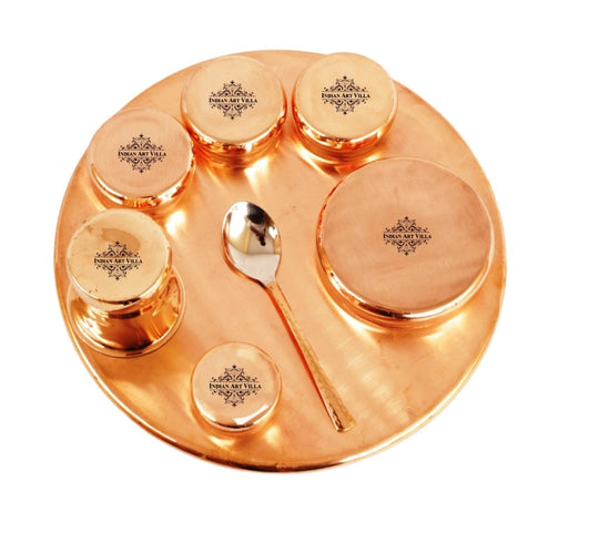 Steel-Copper Plain Shine Curved Dinner Set – 8/9 Piece | Indian Art Villa