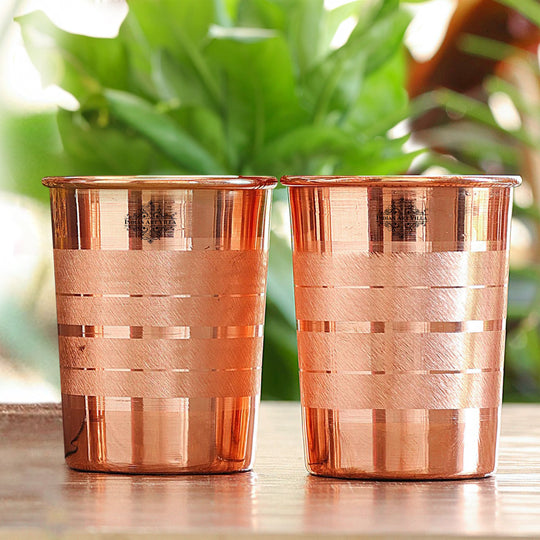 Diamond Hammered Copper Drinking Glass With 2 & 4 Sets, 9oz/275 ML