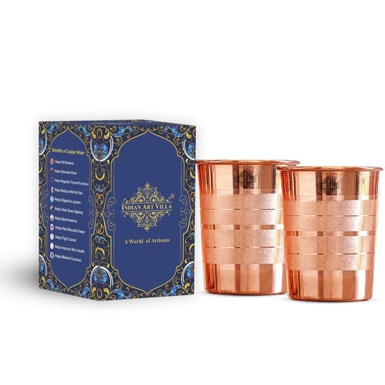 Diamond Hammered Copper Drinking Glass With 2 & 4 Sets, 9oz/275 ML