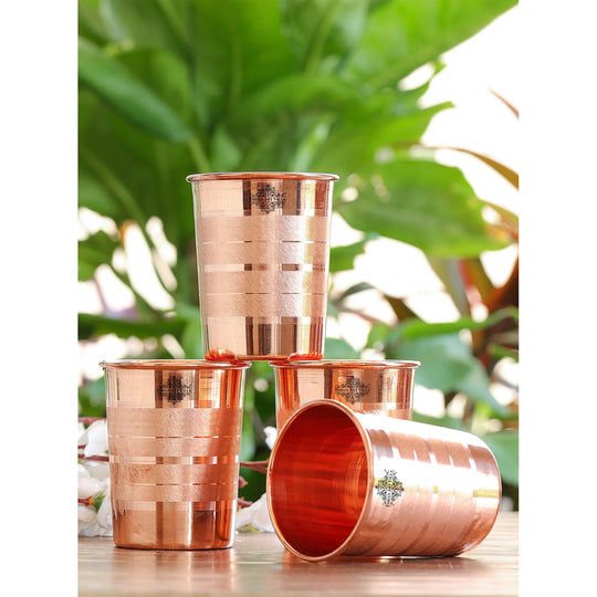 Diamond Hammered Copper Drinking Glass With 2 & 4 Sets, 9oz/275 ML