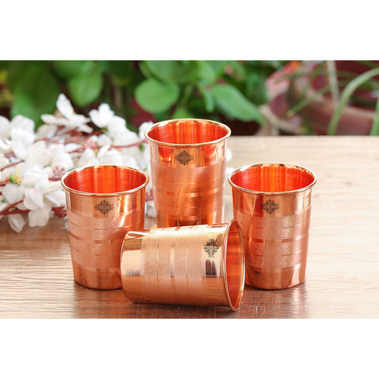 Diamond Hammered Copper Drinking Glass With 2 & 4 Sets, 9oz/275 ML