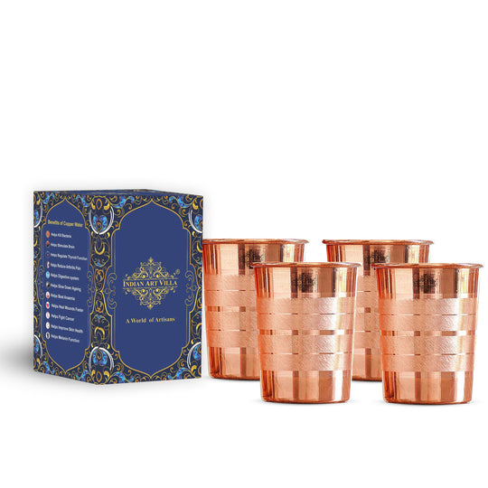 Diamond Hammered Copper Drinking Glass With 2 & 4 Sets, 9oz/275 ML