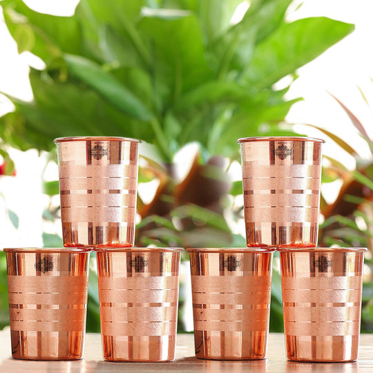 Diamond Hammered Copper Drinking Glass With 2 & 4 Sets, 9oz/275 ML