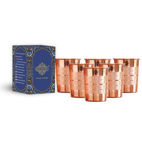 Diamond Hammered Copper Drinking Glass With 2 & 4 Sets, 9oz/275 ML