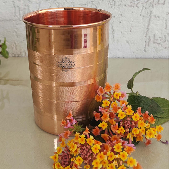 Diamond Hammered Copper Drinking Glass With 2 & 4 Sets, 9oz/275 ML