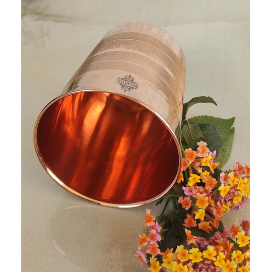 Diamond Hammered Copper Drinking Glass With 2 & 4 Sets, 9oz/275 ML