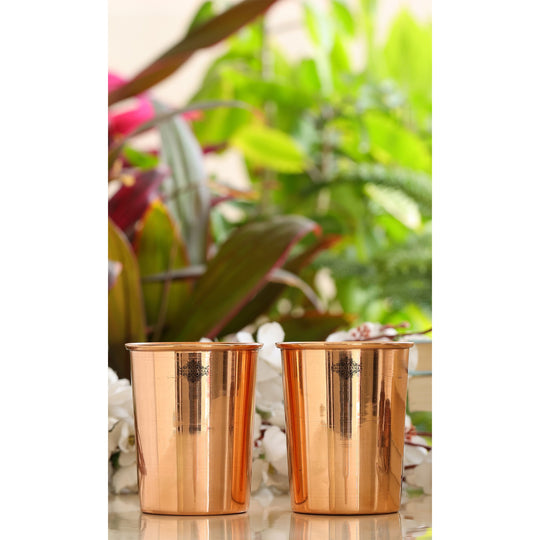 Diamond Hammered Copper Drinking Glass With 2 & 4 Sets, 9oz/275 ML