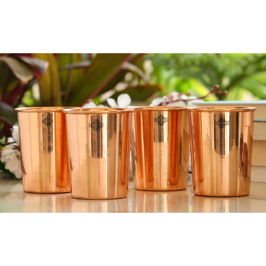 Diamond Hammered Copper Drinking Glass With 2 & 4 Sets, 9oz/275 ML