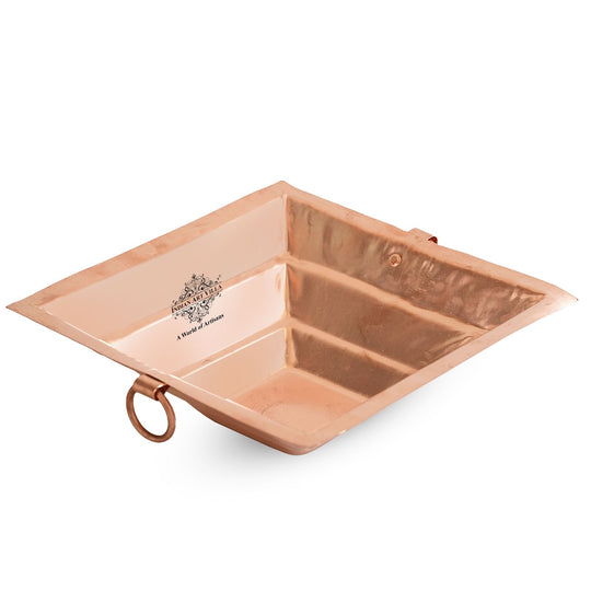 Artisan Copper Ritual Vessel with Handles, 3.1 x 8.7/1.5 x 4.5  Inch