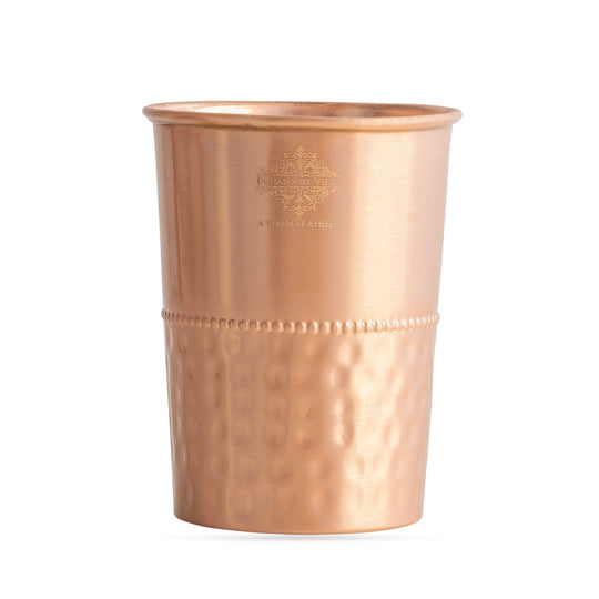 Half Hammered Lacquer Finish Copper Tumbler With 2 & 4 Sets, 9oz/275 ML