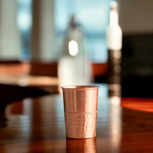 Half Hammered Lacquer Finish Copper Tumbler With 2 & 4 Sets, 9oz/275 ML