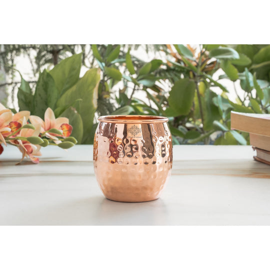Round Hammered Copper Tumbler With 2 & 4 Sets, 19oz/550 ML