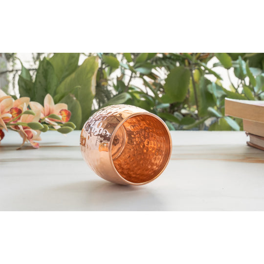 Round Hammered Copper Tumbler With 2 & 4 Sets, 19oz/550 ML