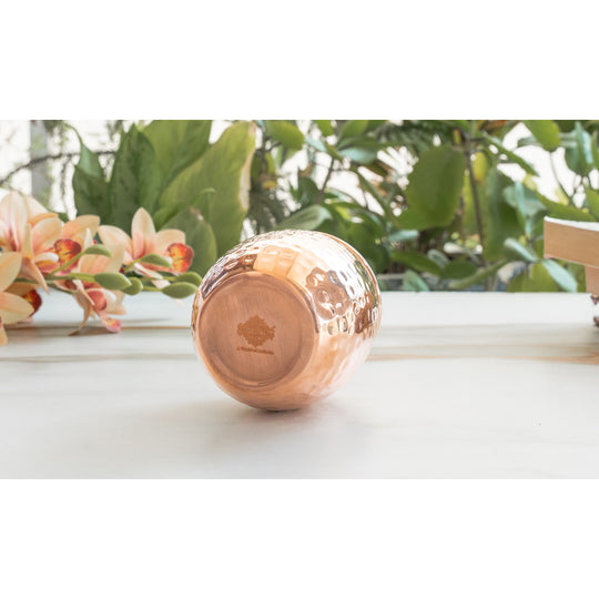 Round Hammered Copper Tumbler With 2 & 4 Sets, 19oz/550 ML