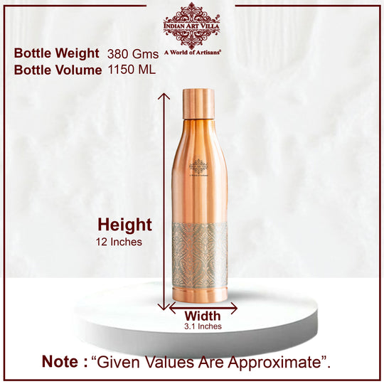 Half Embossed Lacquer-Coated Copper Bottle with Cup Lid, 28oz/800 ML