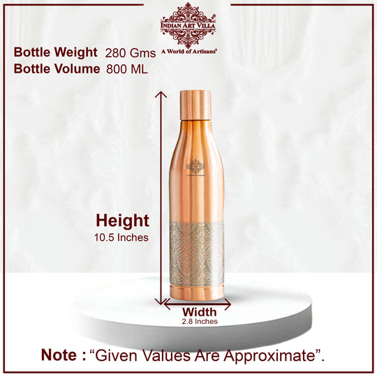 Half Embossed Lacquer-Coated Copper Bottle with Cup Lid, 28oz/800 ML