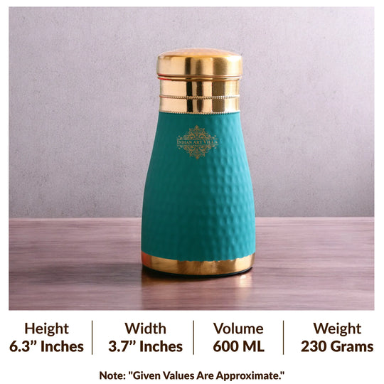Pure Copper Hammered  Silk Finish Bedroom Bottle with Inbuilt Glass
