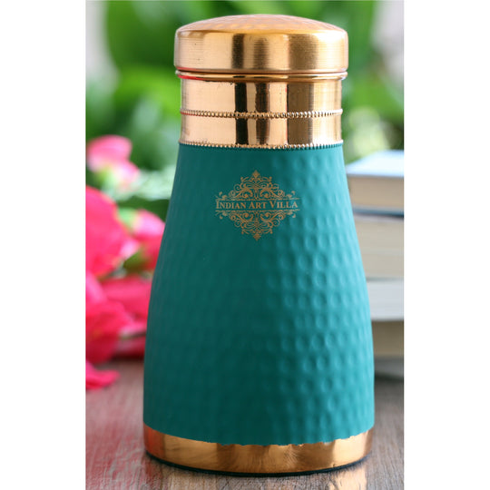 Pure Copper Hammered  Silk Finish Bedroom Bottle with Inbuilt Glass