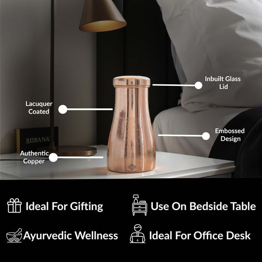 Embossed Copper Bedroom Water Carafe, 32oz/950 ML