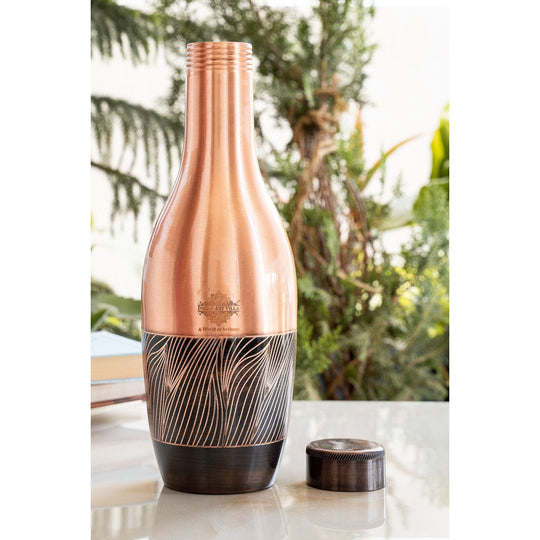 Pure Copper Zebra Embossed Designer Bedroom Bottle/Jar 39oz