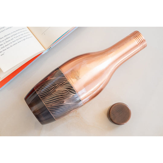 Pure Copper Zebra Embossed Designer Bedroom Bottle/Jar 39oz