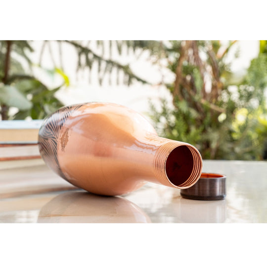 Pure Copper Zebra Embossed Designer Bedroom Bottle/Jar 39oz
