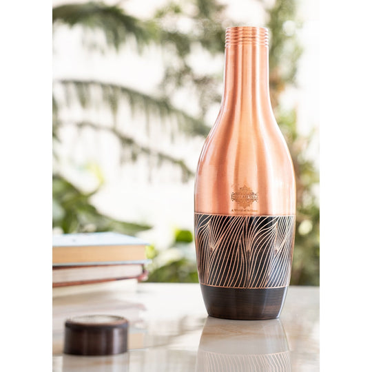 Pure Copper Zebra Embossed Designer Bedroom Bottle/Jar 39oz