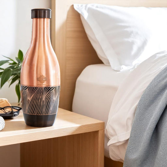 Pure Copper Zebra Embossed Designer Bedroom Bottle/Jar 39oz