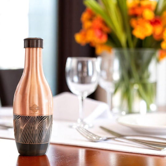 Pure Copper Zebra Embossed Designer Bedroom Bottle/Jar 39oz