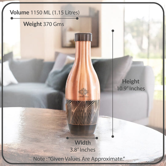 Pure Copper Zebra Embossed Designer Bedroom Bottle/Jar 39oz