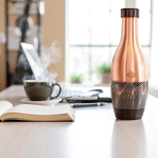 Pure Copper Zebra Embossed Designer Bedroom Bottle/Jar 39oz