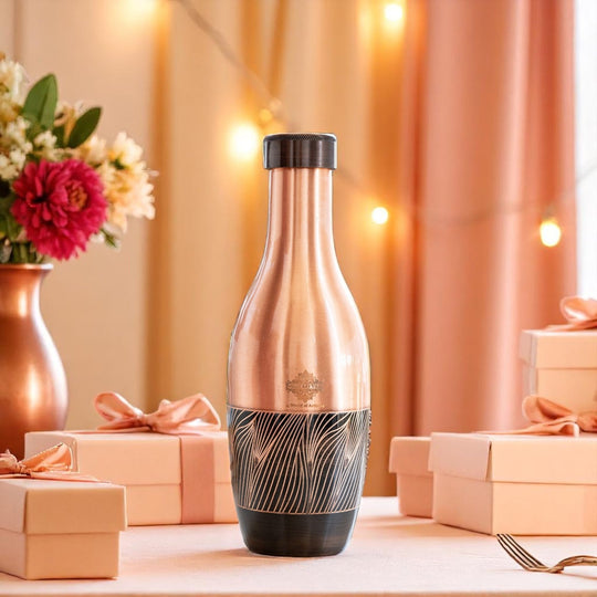 Pure Copper Zebra Embossed Designer Bedroom Bottle/Jar 39oz