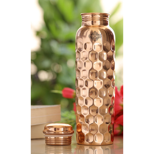 Mirror Shine Diamond Design Copper Bottle, 30oz/900 ML