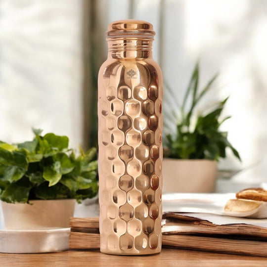 Mirror Shine Diamond Design Copper Bottle, 30oz/900 ML