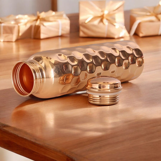 Mirror Shine Diamond Design Copper Bottle, 30oz/900 ML