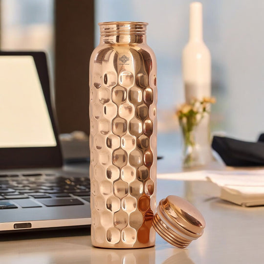Mirror Shine Diamond Design Copper Bottle, 30oz/900 ML
